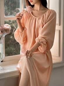 DAZY Women's Elegant Deep V-Neck Chiffon A-Line Dress