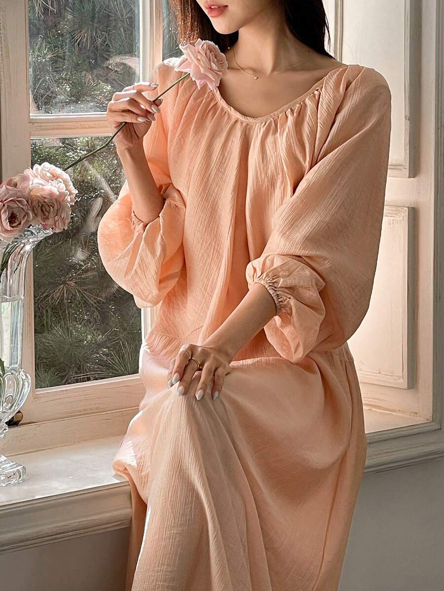 DAZY Women's Elegant Deep V-Neck Chiffon A-Line Dress