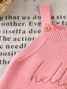Baby Girl Letter Graphic Sleeveless Casual Sweater - Watermelon Pink - View 3