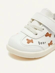Cozy Pixies 1 par de zapatos planos casuales cómodos y con gráfico de oso blanco, adecuado para actividades al aire libre (patrón aleatorio) - Blanco - Ver 8