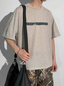 SHEIN Leap Crew 2pcs Set Teen Boys Casual Short Sleeve Top & Cargo Pants, Street Punk Rock School Outfit, Suitable For Spring & Summer, Party, Music Festival, English Letter & Camouflage Print - Multicolor - View 4