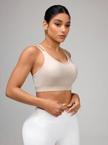 Women Sports Yoga Bras, Adjustable - Beige - View 5