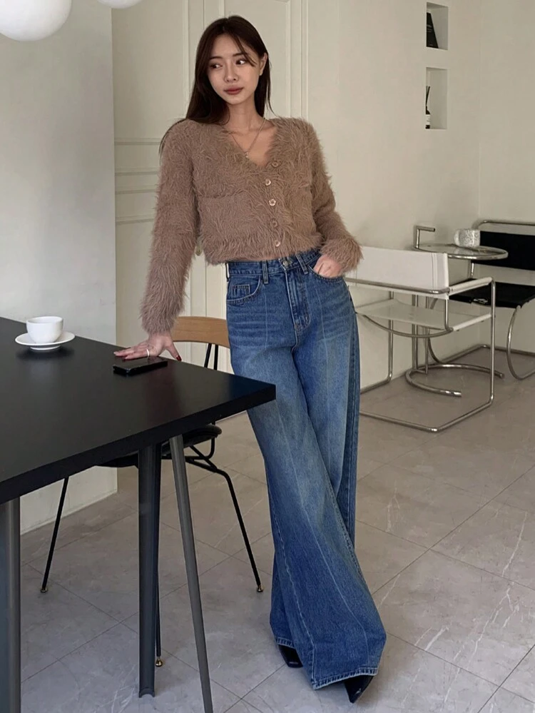 Women's Loose Fit Pocket Relaxed Fit Straight-Leg Jeans