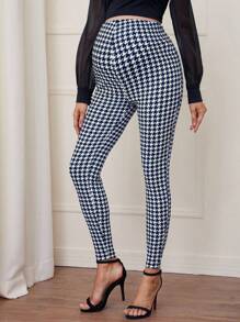 SHEIN 孕妇千鸟格紧身休闲裤，适合日常穿着