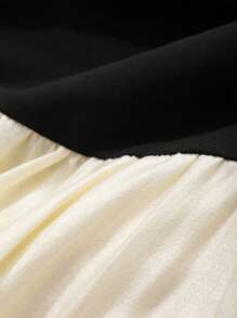 DAZY Square Collar Color Block Ruffle Hem Mid-Length Dress For Women Prom Dress Sundress,Dress For Wedding Elegant Women Dresses - Black - View 8