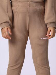 SUMWON Kids Ribbed Jogger Co-Ord Set Long Sleeve Sweatshirt Matching Wear Athletic Two Piece Training Set Winter Fall Casual Streetwear Track Suit