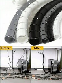 1 Peça Organizador de Cabos Branco de 16mm x 3m com Clipe, Capa Protetora Anti Roedor para Cabo Ethernet, Armazenamento de Fios para Decoração de Escritório Doméstico sob a Mesa - Branco - Visão 2