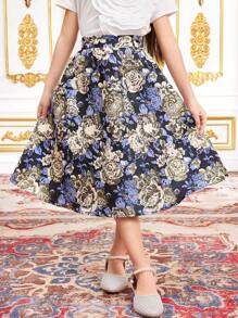 Jupe mode sophistiquée en jacquard tissé pour filles préadolescentes, à porter au quotidien - Multicolore - Voir 3