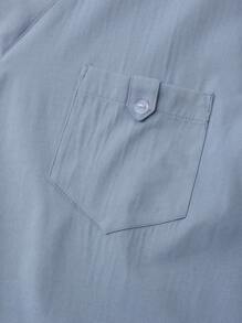 Manfinity Homme Men's Solid Color V-Neck Short Sleeve Pocket Medical Uniform - Baby Blue - View 6
