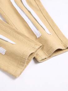 Manfinity Roughcore Men's Casual Letter Embroidered Distressed Denim Jeans - Apricot - View 6