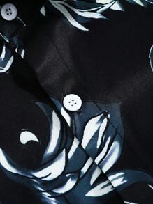 Manfinity RSRT 男士前扣长袖动物印花简约休闲衬衫设计师男士设计师衬衫酷炫男士时尚衬衫，适合秋季 - 黑色 - 查看 7