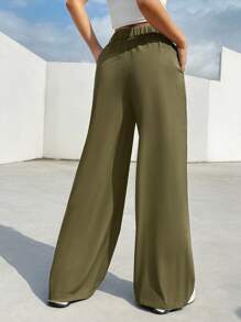 Muchica 军绿色梭织女式西裤套装裤 - 軍綠色 - 查看 2