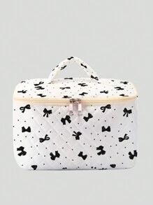 Mari Primo studio Artist White Ground Black Bow Pattern Double-Sided Printed Makeup Bag, Valentine's Day - Multicolor - View 1