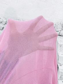 SHEIN CURVE+ 加大码女式花卉图案透视罩衫，适合室内、度假、情人节等场合。 - 粉色 - 查看 10