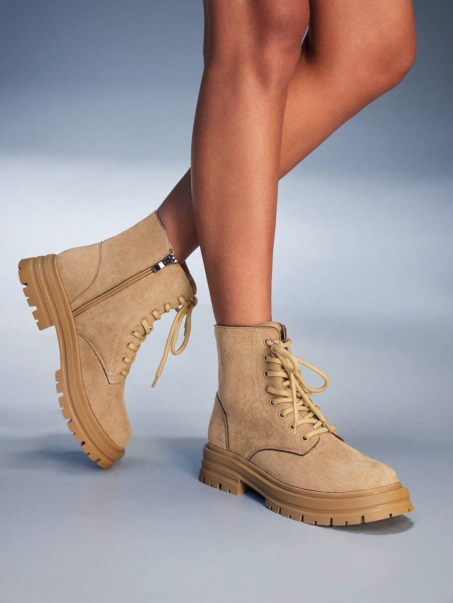 CUCCOO GRLICON 女士踝靴和短靴，Y2K风格，朋克风格，机车风格，酷女孩风格，适合万圣节、圣诞节、派对 - 棕色 - 查看 1