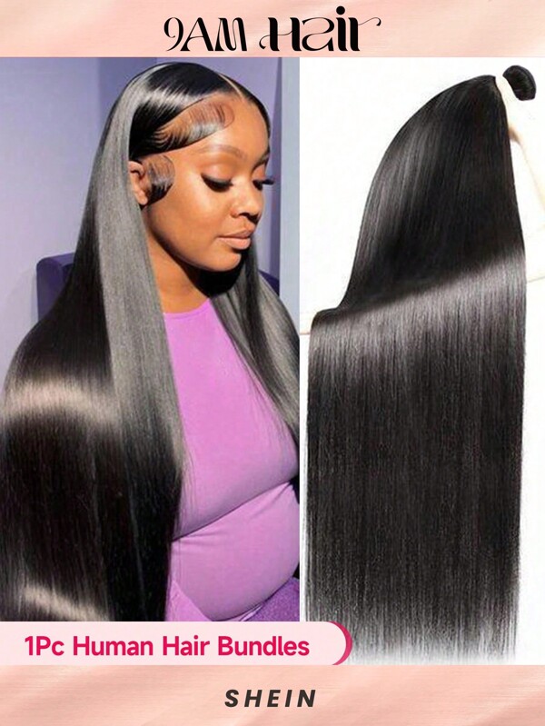 1pieza paquetes rectos del grado 12A, armadura negra natural del pelo de Remy del cabello humano de la Virgen del color