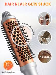 SHEGLAM HAIR It-Curl Cepillo térmico para soplado, cepillo térmico, cepillo para rizar el cabello de 38 mm, cepillo caliente para dar volumen a la raíz del cabello y rizos sueltos, cepillo alisador iónico, dientes de peine compuestos recientemente mejorados, función de iones negativos, temperatura de 2 niveles, cuidado del cabello sin dañar el cabello, cepillo térmico de calentamiento rápido adecuado para peluquerías, familias y viajes constituir playa y2k viajar cámping Escuela cosplay Regalo Campus moda