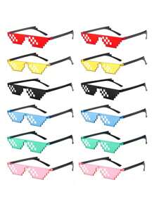 4pcs - Party Pixelated Mosaic Gamer Glasses, MLG Photo Props For Adults & Teenagers - Multicolor - View 3