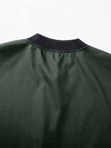 Manfinity Homme Áo khoác nam tay dài đơn giản, họa tiết chắp vá màu trơn, khóa kéo phía trước - màu đen - Xem 7