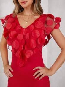 SHEIN Clasi 女士优雅网眼紧身迷你连衣裙 - 紅色 - 查看 6