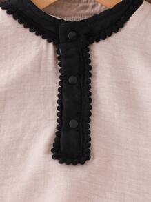 SHEIN Conjunto de niño bebé con camisa de manga larga y corta en el Ramadán, con pantalones largos, con encaje en el cuello, mangas y dobladillo, apto para todas las ocasiones en primavera y verano - Multicolor - Ver 13