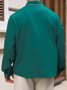 Manfinity Homme Plus Size Men's Casual Minimalist Style Shirt, Daily Wear - Green - View 2
