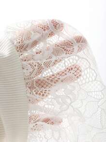 DAZY 夏季新款女式蕾丝拼接网眼多层白色吊带背心 - 白色 - 查看 3