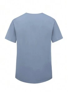 Manfinity Homme Men's Solid Color V-Neck Short Sleeve Pocket Medical Uniform - Baby Blue - View 2