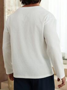 Manfinity RSRT 男式纯色 V 领长袖休闲 T 恤