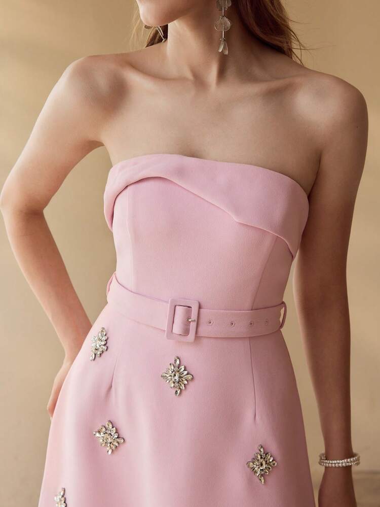 RHINESTONE DETAIL A LINE TUBE DRESS,SPRING/SUMMER