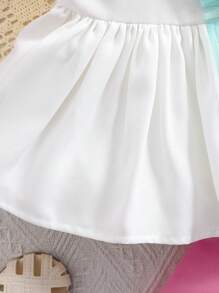 SHEIN Leap Crew Babygirl Summer Colorful Mesh Cap Sleeve Top And Shorts 2Pcs Set - White - View 6