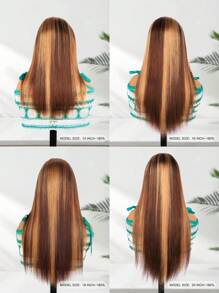 P4/27 Straight 13x4 Transparent Lace Front Wig Human Hair Honey Blonde Highlight 180% Density 22-28 Inch Top Quality For Women