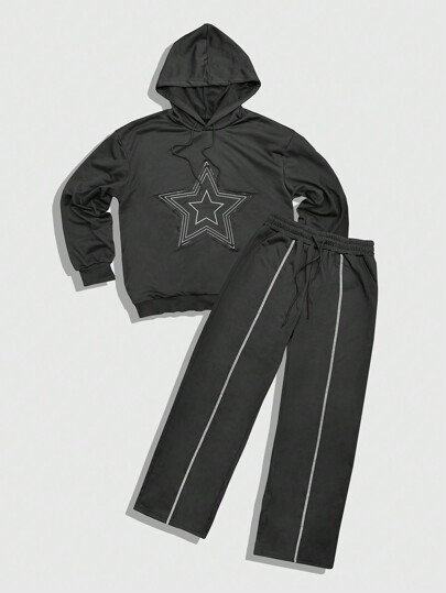 Street Life Ensemble de 2 pièces comprenant un sweat-shirt à capuche à manches longues et un pantalon imprimés d'étoiles, pour homme
