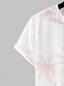 Manfinity RSRT 2pcs/Set Men's Round Neck All Over Print Casual T-Shirt And Shorts Set, Vacation, Cozy Outfits - Multicolor - View 5