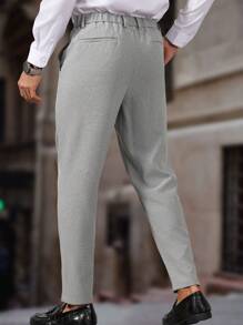 Calvornis Plus Size Men Straight Casual Front Pocket Business Suit Pants - Grey - View 2