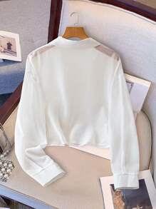 GlowEve Women's Chiffon Pocket Button Down Short Sleeve Shirt Fall Cloth For Women