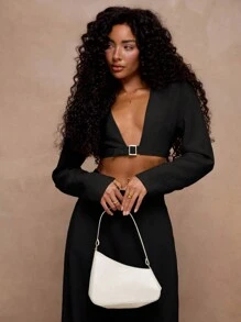 MUSERA Áo blazer dáng ngắn cổ chữ V, cài khuy phía trước, kiểu dáng công sở, thường ngày, phù hợp cho kỳ nghỉ, mùa thu đông, đi làm, văn phòng, người giàu có, hẹn hò, đi chơi, trở lại trường học, dự tiệc cưới, trang phục dễ thương, thường ngày, chất liệu vải lanh dệt, dự tiệc, thanh lịch, mùa xuân, ngày lễ tình nhân, ngày lễ. - màu đen - Xem 3
