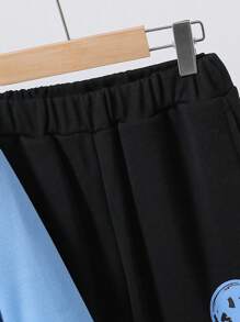 SHEIN Leap Crew 2pcs/Set Tween Boys Hooded Pullover Sweatshirt And Comfortable Pants Set - Baby Blue - View 6