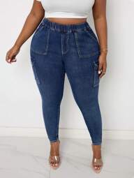 Plus Size Women's Jeans Skinny Stretch Overalls Blue Skinny Jeans Women Pants Halloween Pants Fall Pants Cowgirl Jeans Fall Women Pants