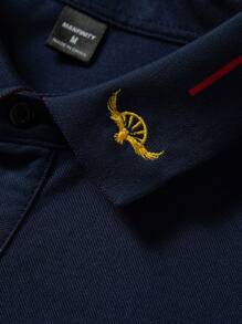 Manfinity Homme 男士休闲老鹰刺绣短袖 Polo 衫，办公室通勤装