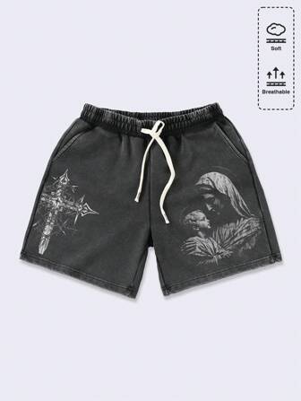 Goth Herren Gewaschen Bedruckte Retro Street Lässig Shorts