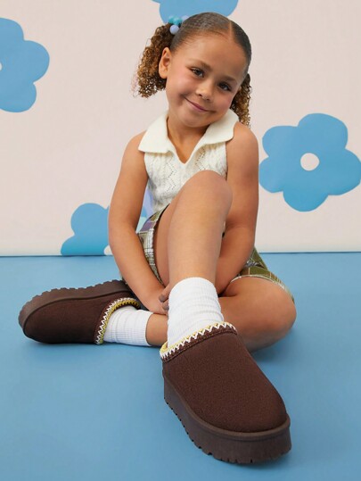 Mini mi Bestseller Kids' Chestnut Backstrap Platform Scuff Slippers-Super Comfy, Funky Retro Style For Outdoor & Indoor