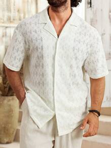 Manfinity RSRT Camisa casual de manga corta de unicolor, moda simple para uso diario