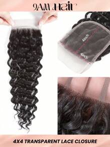 Cierre De Encaje Transparente De 4x4 Ondas Profundas Pelo Humano Remy Con Pelo De Bebé, Para Mujer - S1 - Ver 1