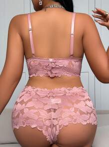 2 件套大码女士性感蕾丝内衣套装