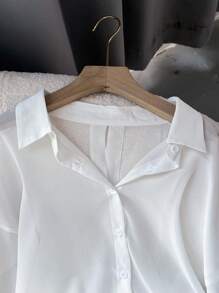 Chiquease 女式领口纽扣前系带蝴蝶结衬衫，优雅时尚办公装 - 白色 - 查看 6