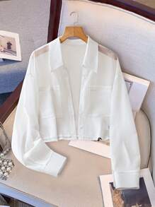 GlowEve Women's Chiffon Pocket Button Down Short Sleeve Shirt Fall Cloth For Women