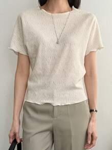 DAZY 新品优雅设计短袖女式 T 恤，夏季 - 米色 - 查看 6