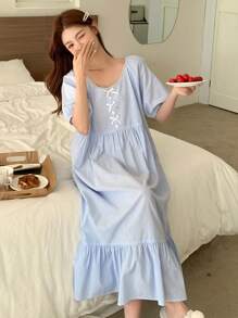 DAZY Camisón de mujer holgado a rayas, lindo y cómodo