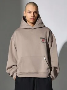 SUMWON Brooklyn New York Street Style Hoodie Casual Pullover Sweatshirt International Edition Urban Fashion Streetwear Fall Winter Athleisure Comfort Design - Khaki - View 2